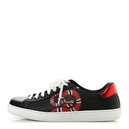 Gucci Calfskin Kingsnake Mens Ace Sneakers 6 Black Multicolor 1 of 7