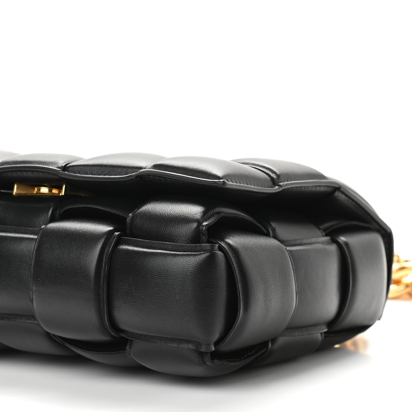 Lambskin Maxi Intreccio Padded Chain Cassette Crossbody Bag Black