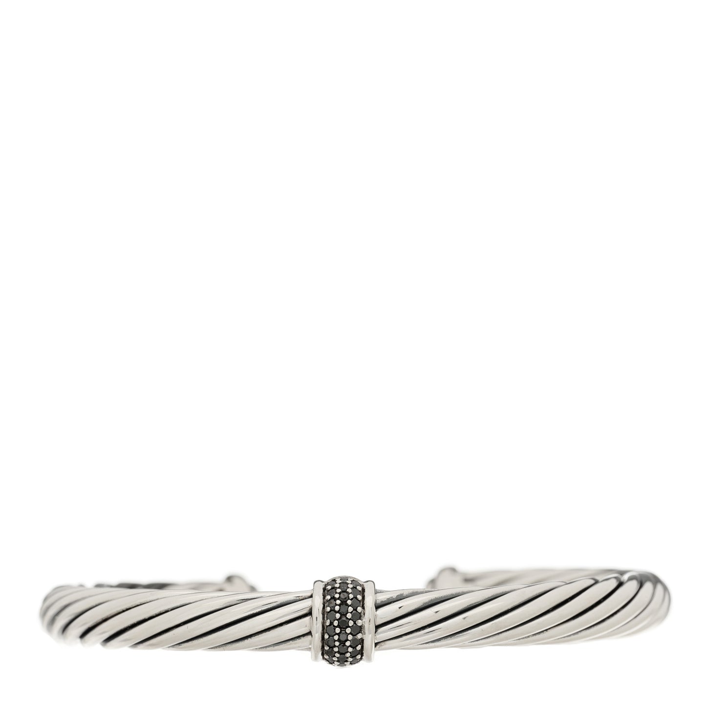 Sterling Silver Black Diamond 7mm Cable Classics Station Bracelet