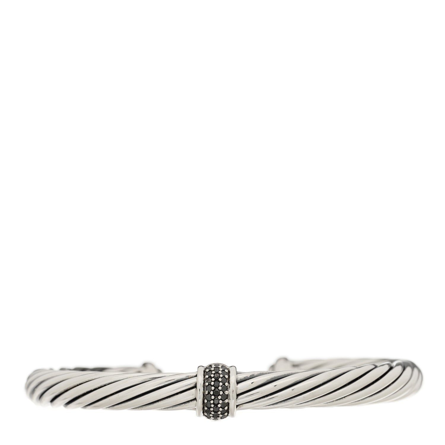 David Yurman Sterling Silver Black Diamond 7mm Cable Classics Station Bracelet 1 of 3