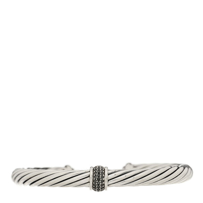 David Yurman Sterling Silver Black Diamond 7mm Cable Classics Station Bracelet 1 of 3