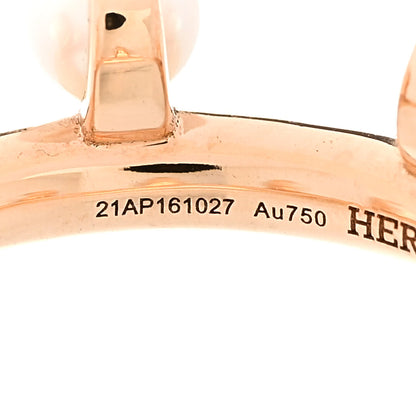 Hermes 18K Rose Gold Diamond Pearl Chandra Ring 50 5.25 6 of 7