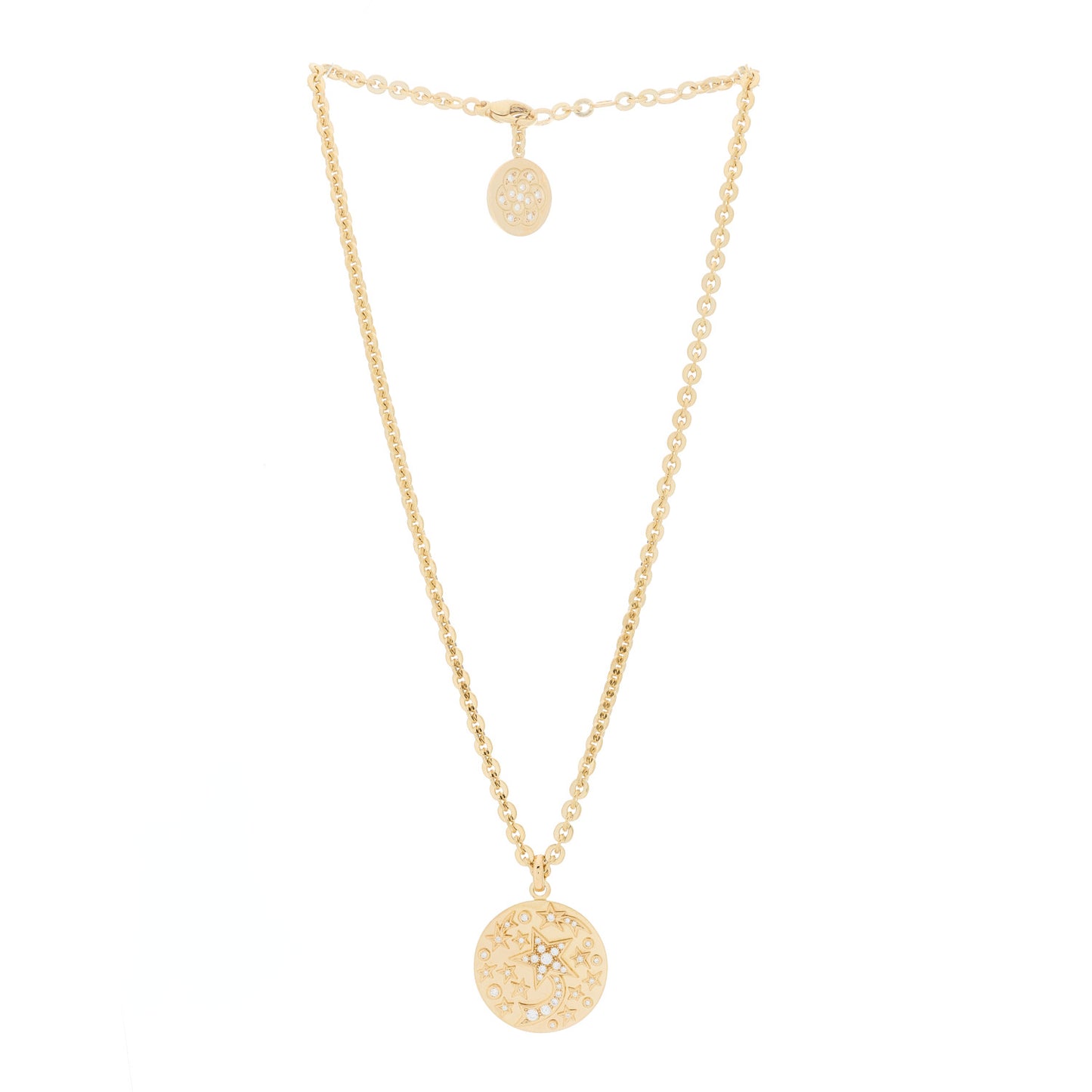 18K Yellow Gold Diamond Comete Medallion Pendant Necklace
