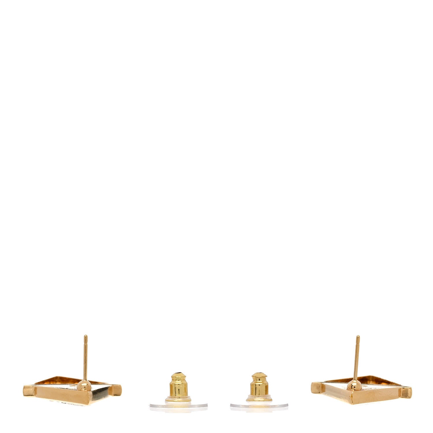 Chanel Metal Crystal CC Pointed Earrings Gold 3 of 5