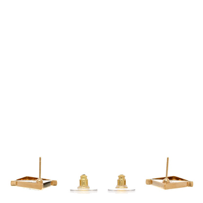 Chanel Metal Crystal CC Pointed Earrings Gold 3 of 5