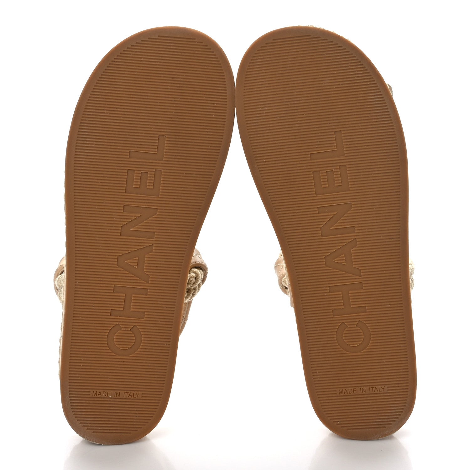 Chanel Cord Lambskin Quilted Logo Sandals 37 Beige 5 of 8