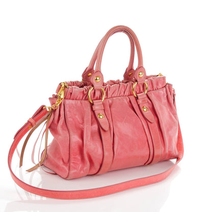 Miu Miu Vitello Lux Gathered Tote Rosa 4 of 11