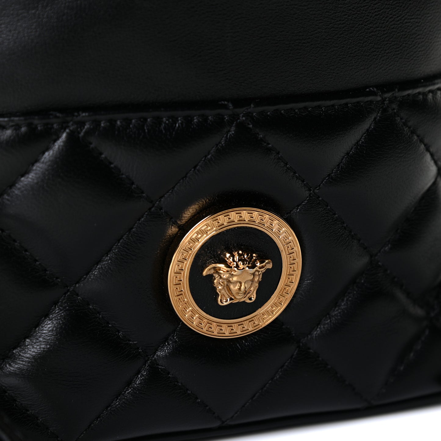 Nappa Quilted Medusa Bucket Bag Black