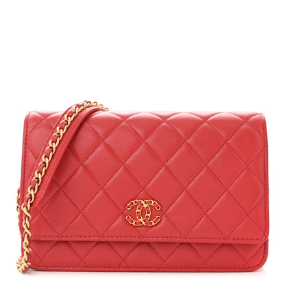 Chanel Lambskin Quilted Infinity Wallet On Chain WOC Red 1 of 11