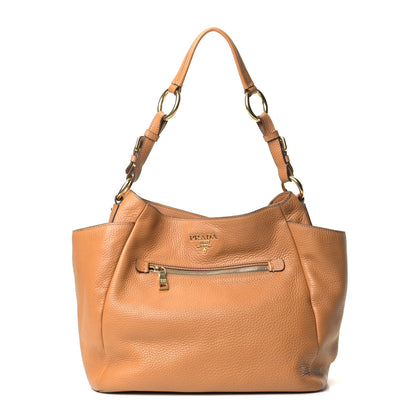 Prada Vitello Daino Side Pocket Hobo Caramel 1 of 6