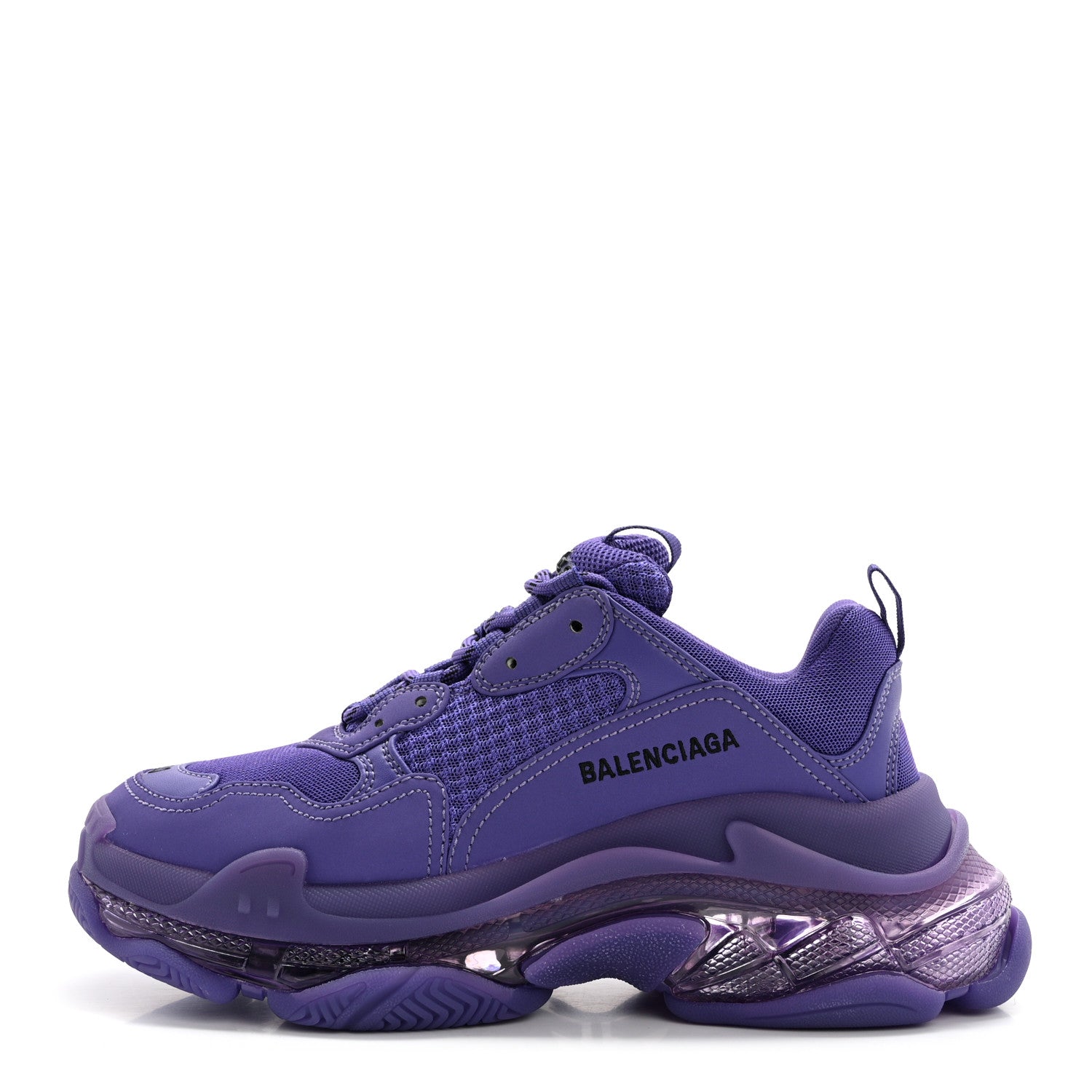 Balenciaga Fabric Mesh Clear Sole Womens Triple S Sneakers 40 Purple 1 of 7