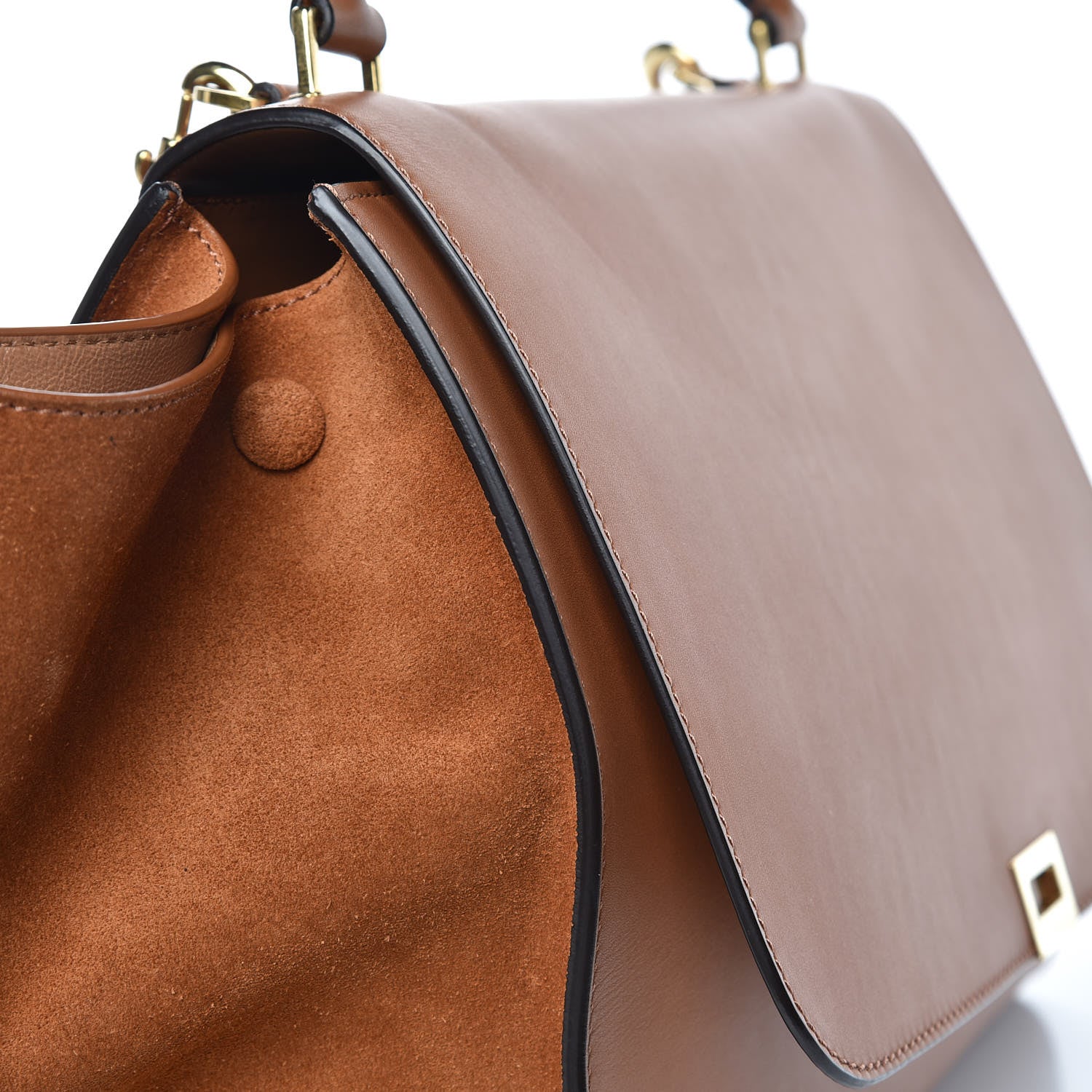 Celine Natural Calfskin Suede Medium Trapeze Tan 7 of 13
