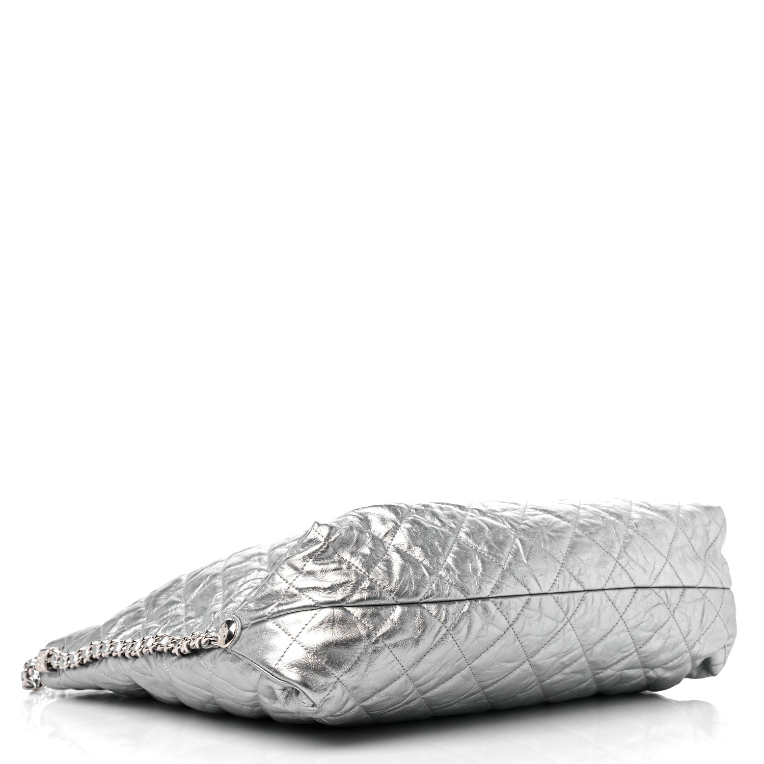 Chanel Metallic Crackled Calfskin Quilted Large Big Bang Hobo Silver 4 of 10