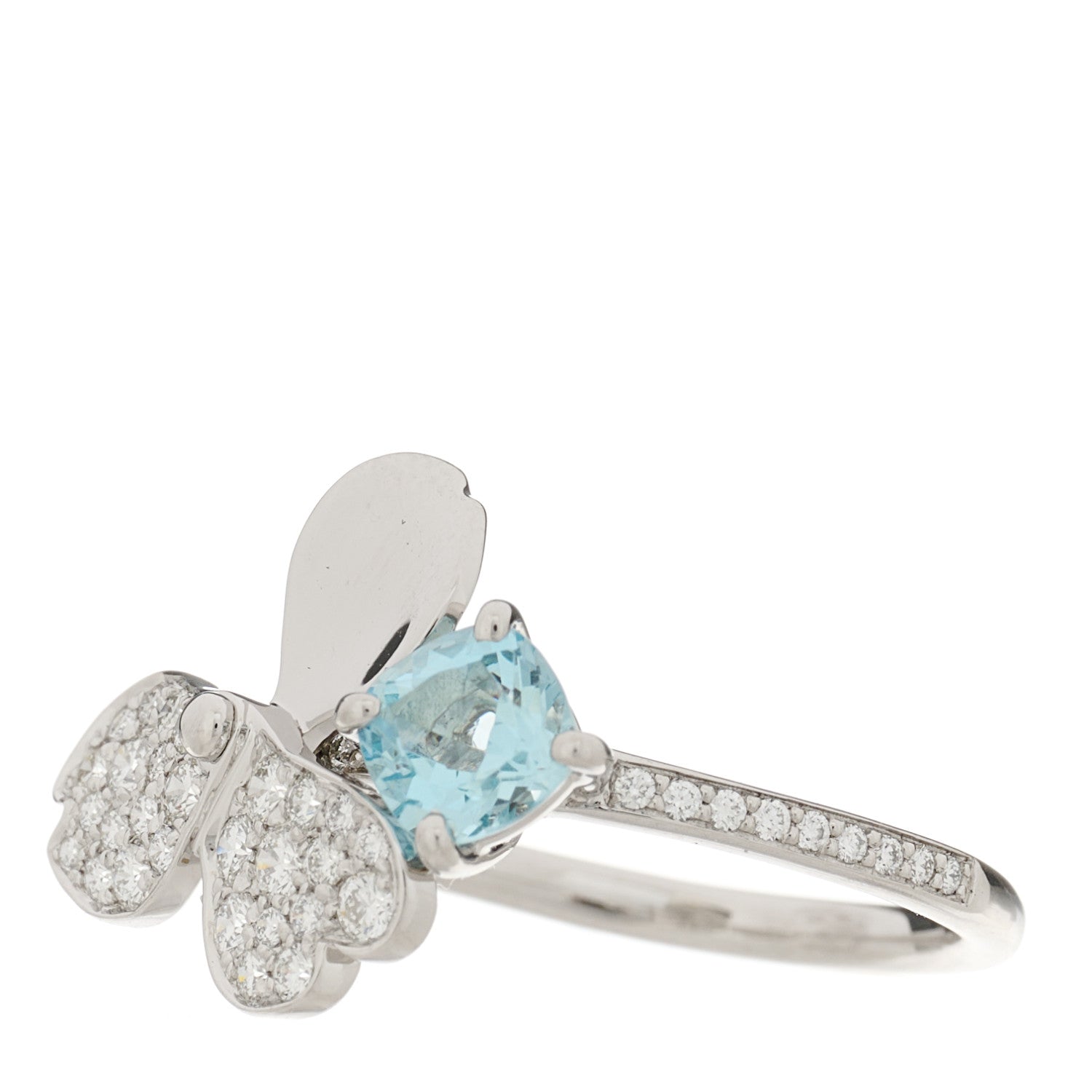 Tiffany Platinum Diamond Aquamarine Paper Flowers Ring 52 6 3 of 6