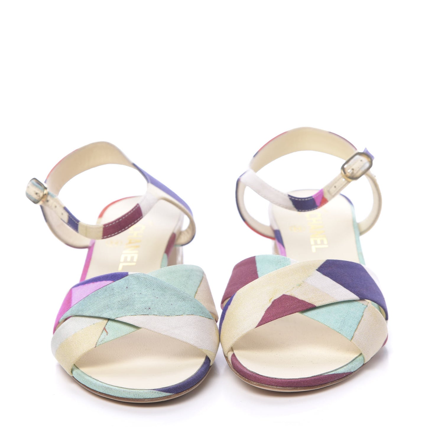 Fabric Camellia Embossed Sandals 38.5 Multicolor