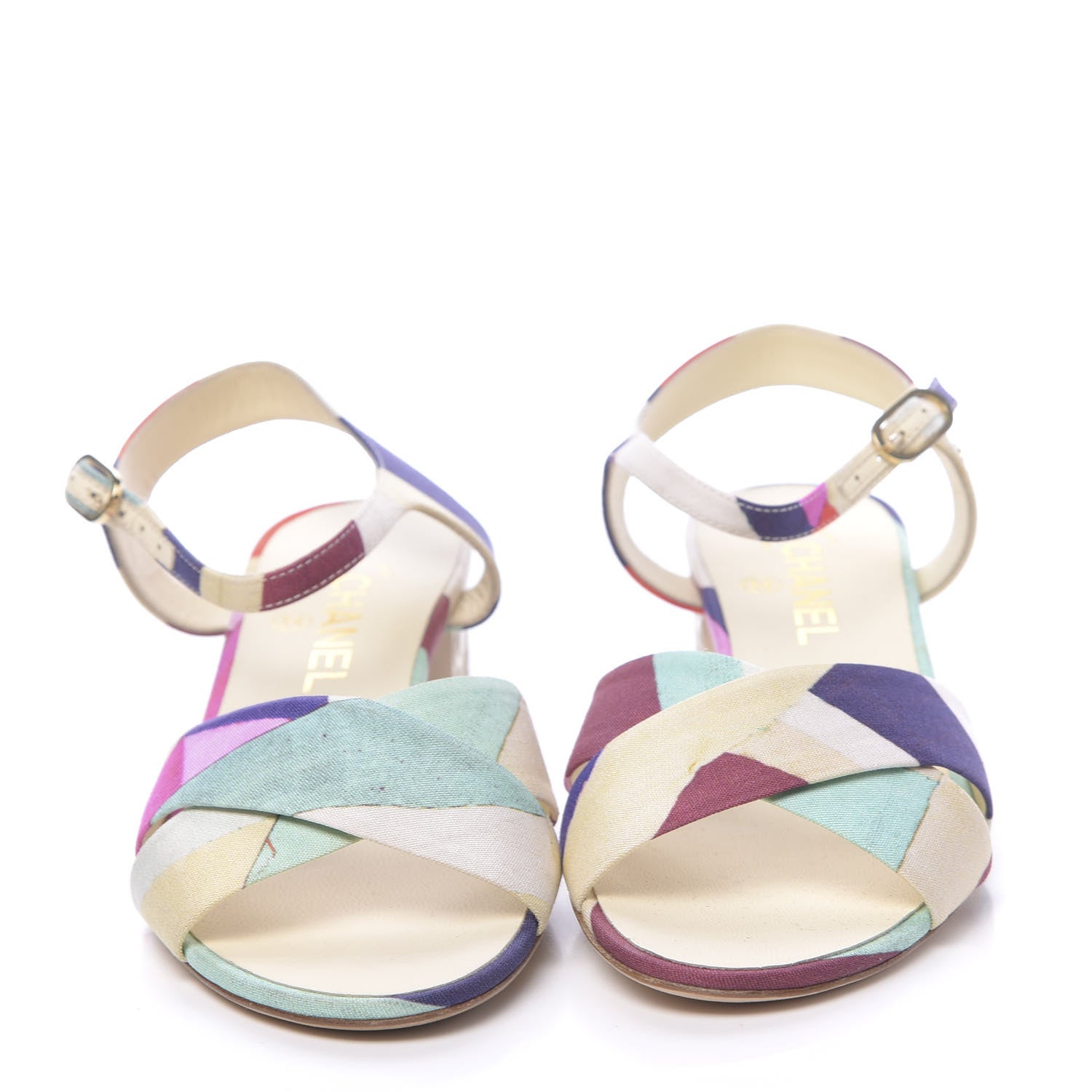 Chanel Fabric Camellia Embossed Sandals 38.5 Multicolor 2 of 8