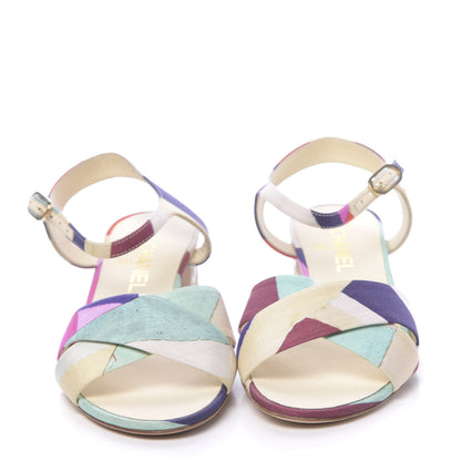 Chanel Fabric Camellia Embossed Sandals 38.5 Multicolor 2 of 8