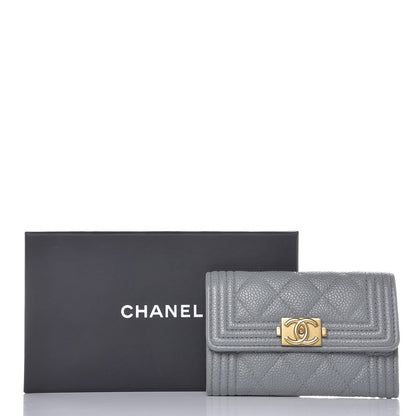 Chanel Caviar Quilted Boy Flap Card Holder Grey 9 of 9