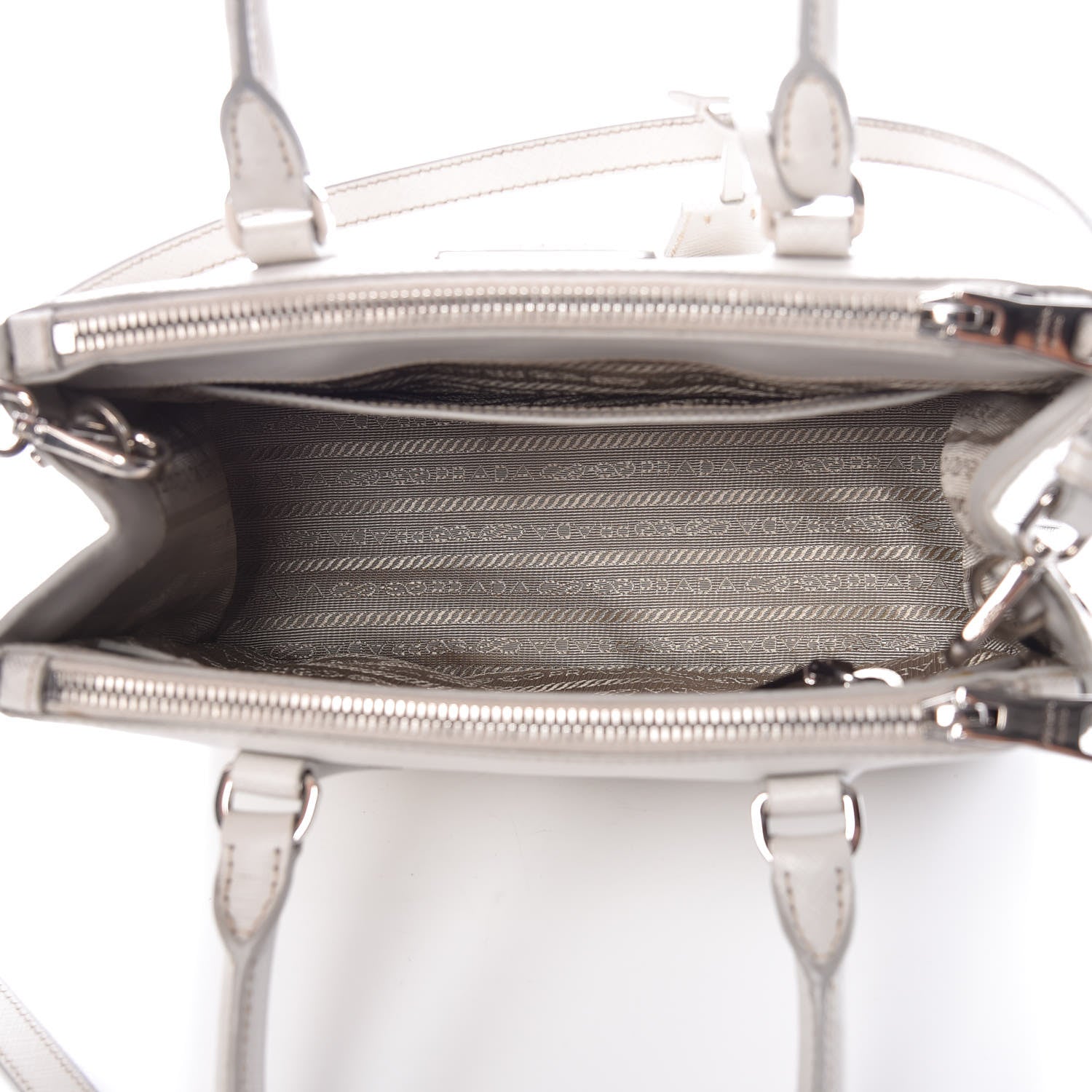 Prada Saffiano Lux Mini Double Zip Galleria Tote Talco 5 of 12