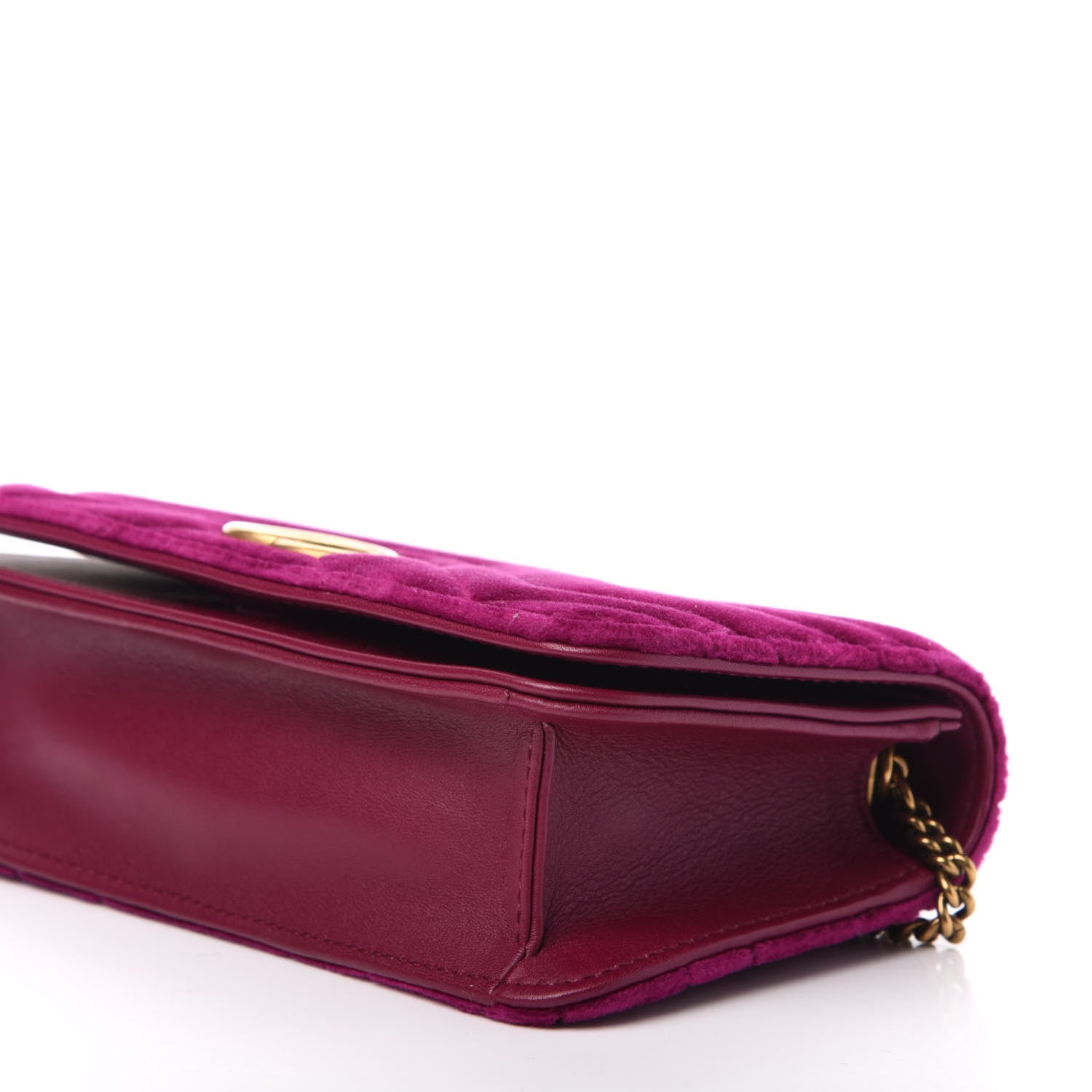 Gucci Velvet Matelasse GG Marmont Mini Bag Fuchsia Violet Cyclamen 9 of 11