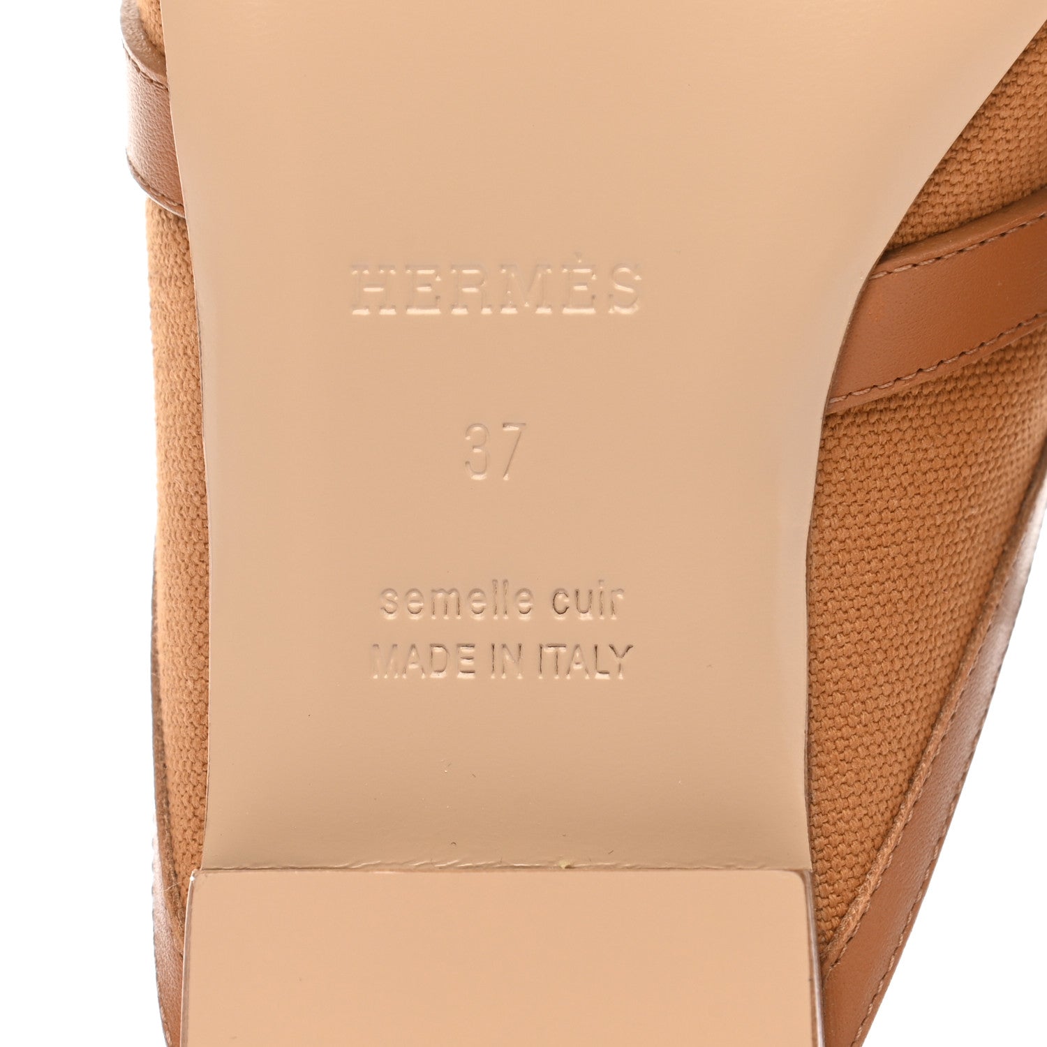 Hermes Cotton Canvas Calfskin Oz Mules 37 Naturel Beige Dore 6 of 8