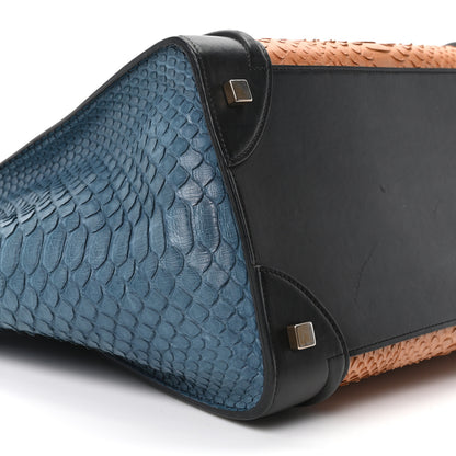 Celine Snakeskin Mini Tri-Color Luggage Blue Brown Multicolor 8 of 9