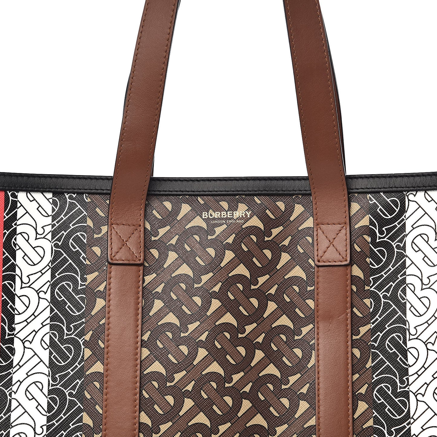 E-Canvas Monogram Stripe Book Tote Bridle Brown