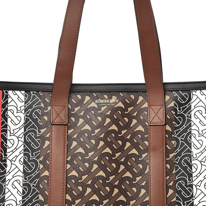 Burberry E-Canvas Monogram Stripe Book Tote Bridle Brown 11 of 11