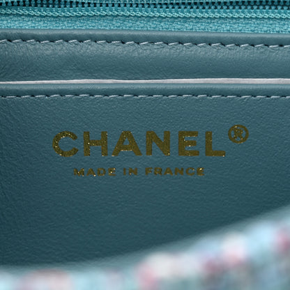 Chanel Tweed Quilted Mini Rectangular Flap Turquoise Purple White Red 6 of 12