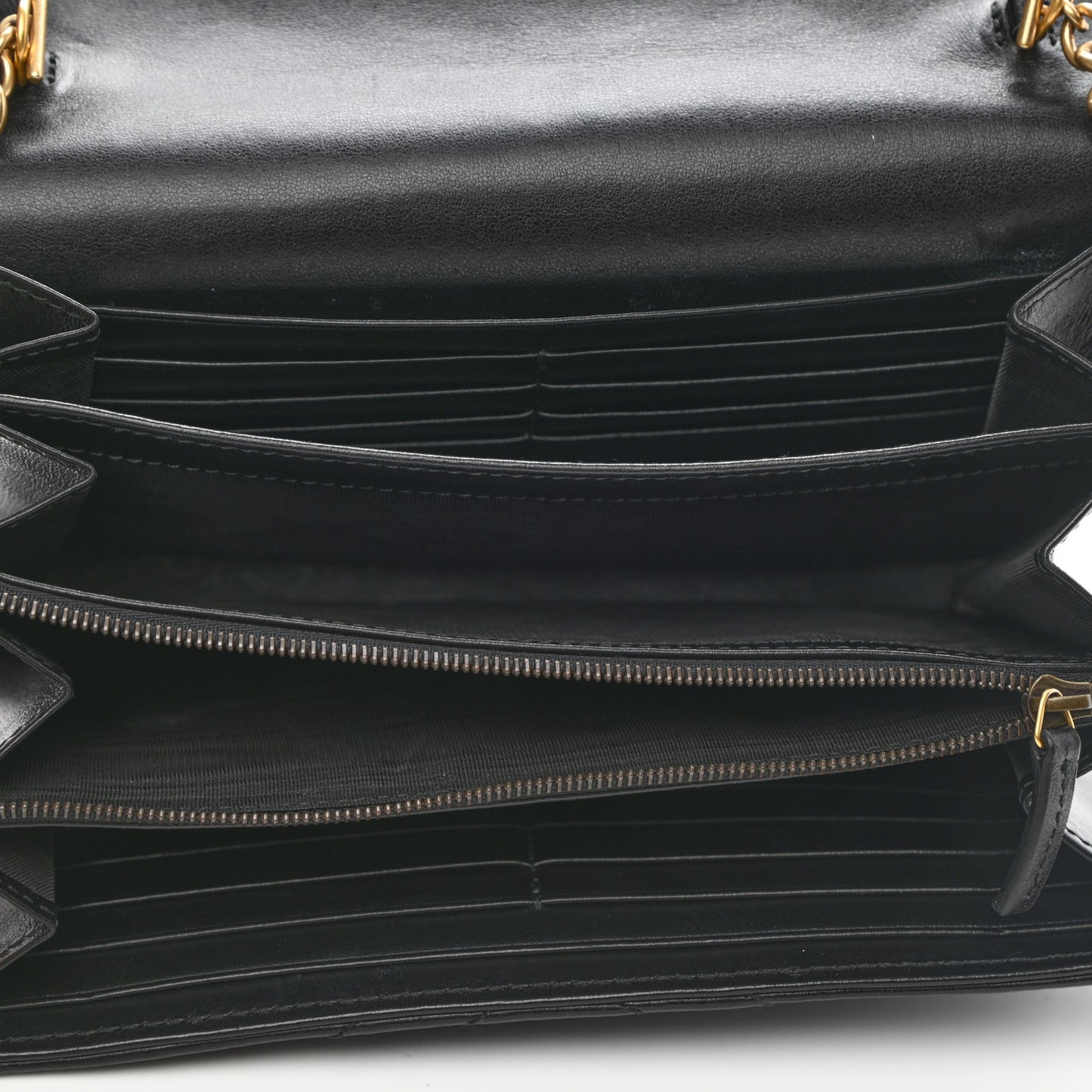 Calfskin Matelasse GG Marmont Chain Wallet Black
