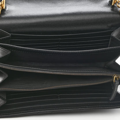 Gucci Calfskin Matelasse GG Marmont Chain Wallet Black 5 of 9