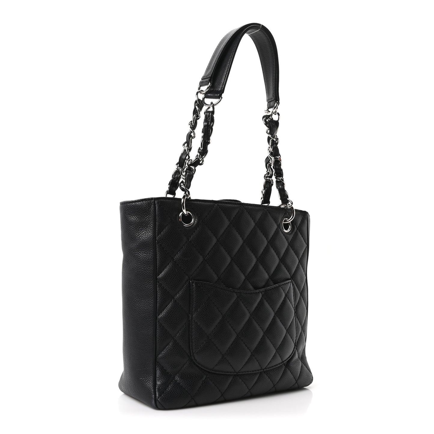 Caviar Quilted Petit Shopping Tote PST Black