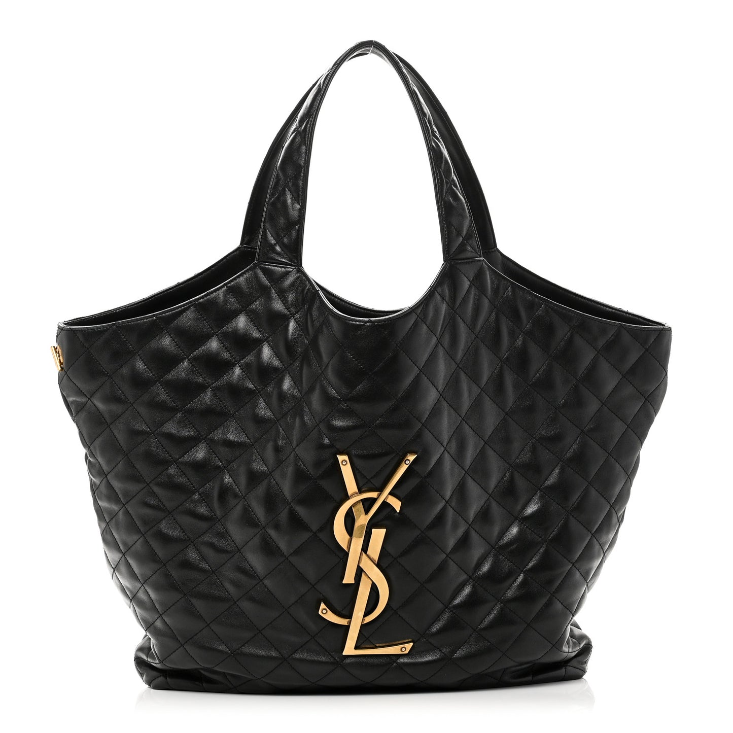 Lambskin Quilted Maxi Icare Shopping Tote Black