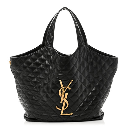 Saint Laurent Lambskin Quilted Maxi Icare Shopping Tote Black 1 of 11