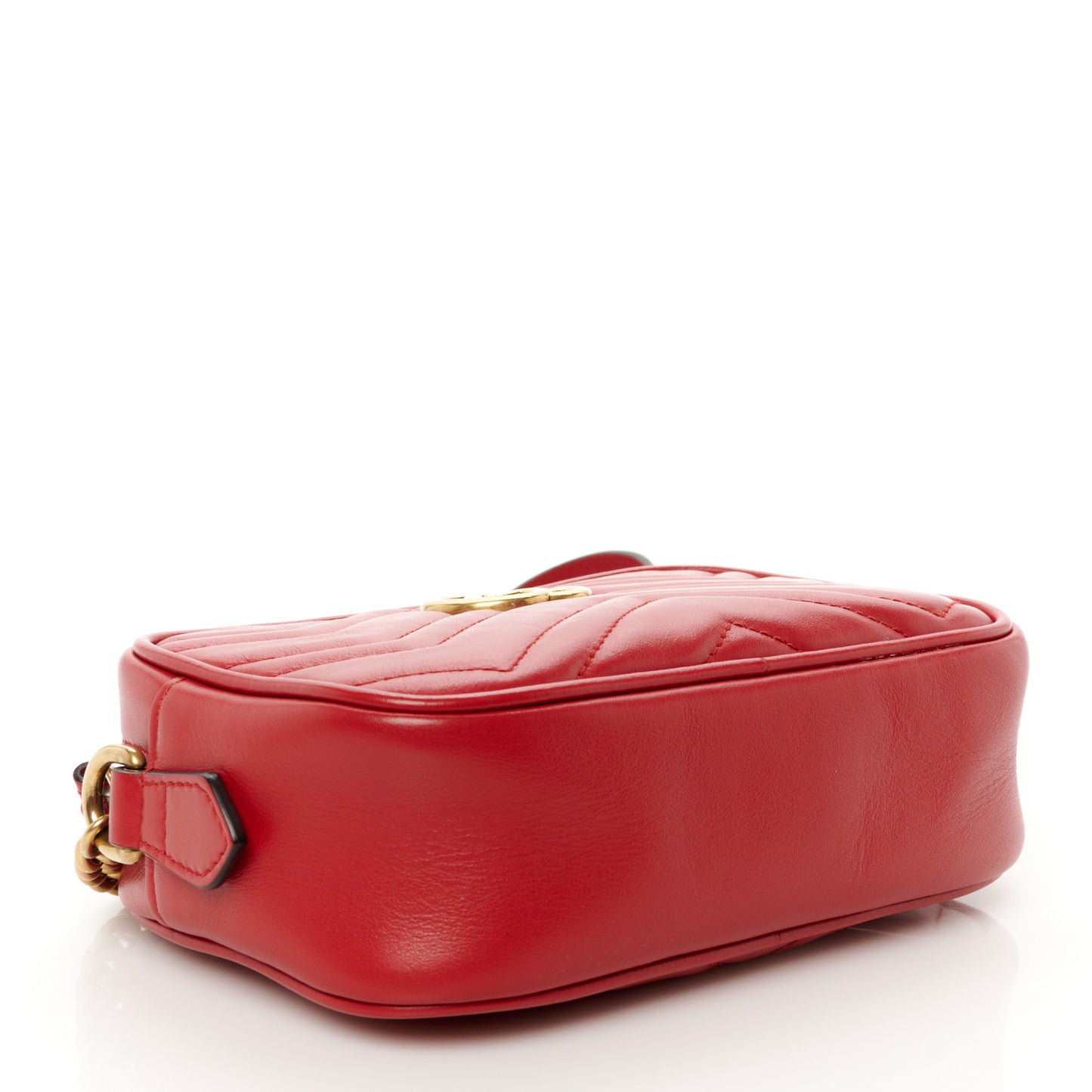 Calfskin Matelasse Mini GG Marmont Chain Shoulder Bag Hibiscus Red