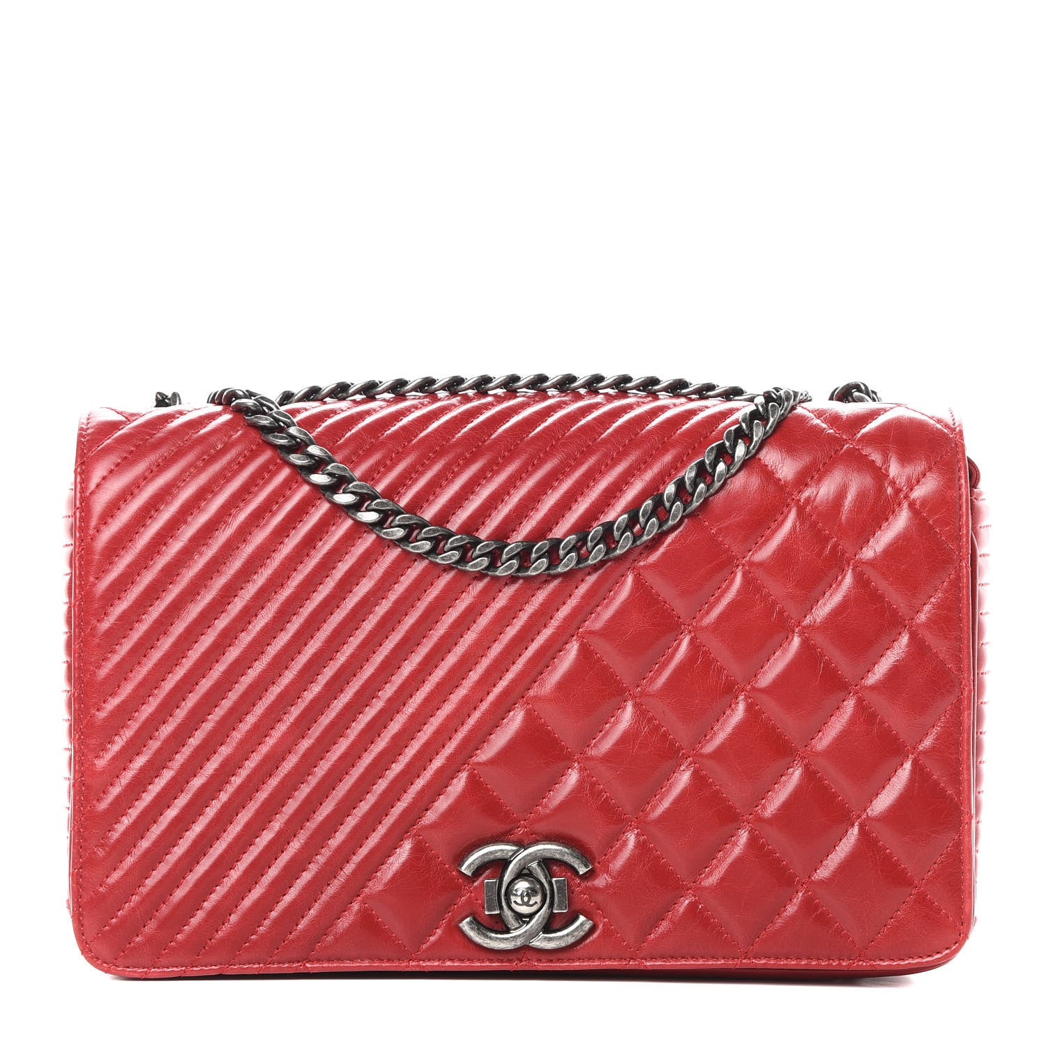 Chanel Glazed Calfskin Medium Coco Boy Flap Red 1 of 11