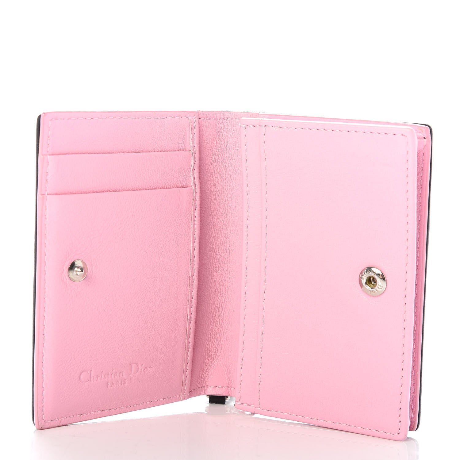 Christian Dior Lambskin Cannage Bi-Color Small Lady Dior Flap Card Holder Black Pink 5 of 7
