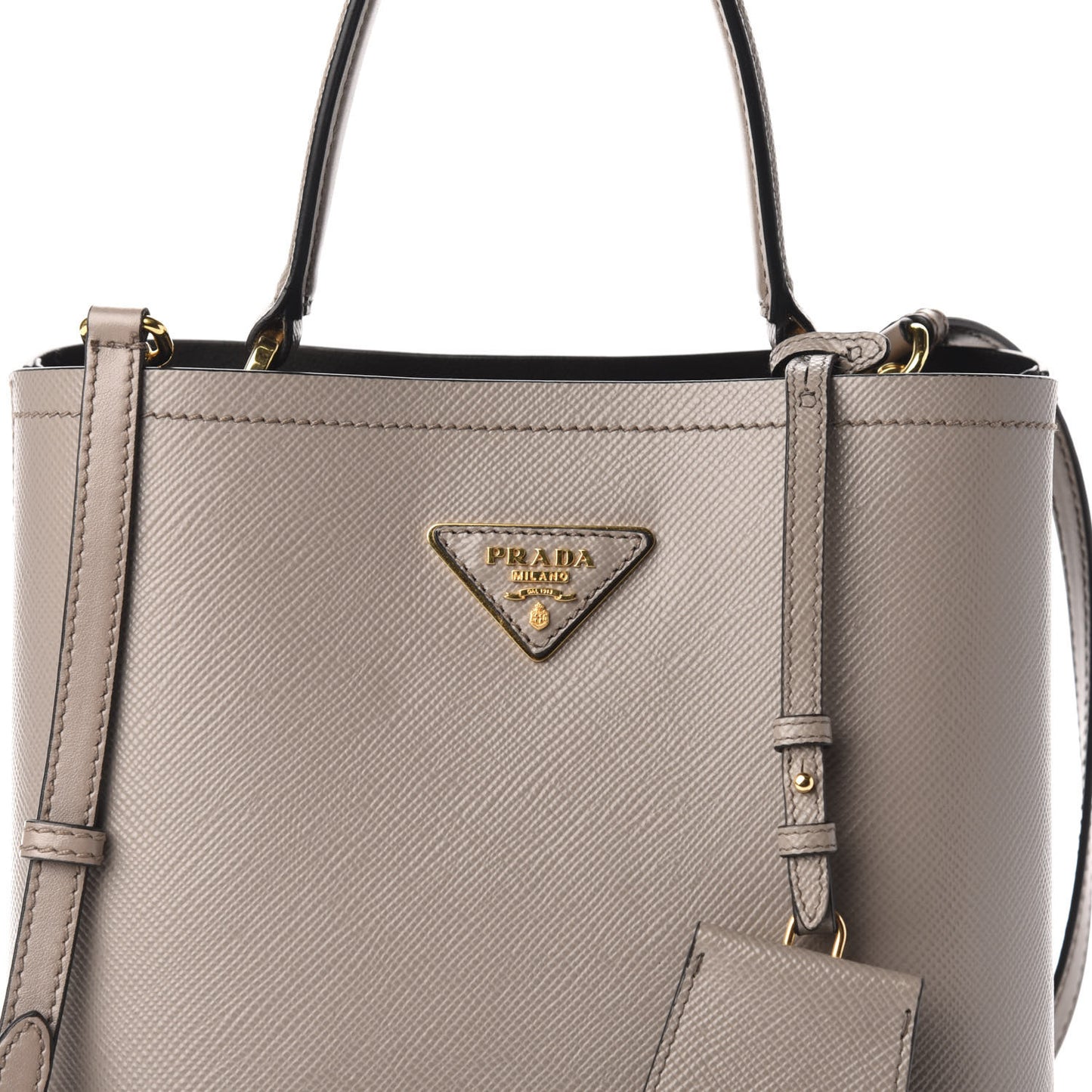 Saffiano Cuir Medium Panier Bucket Bag Argilla Black