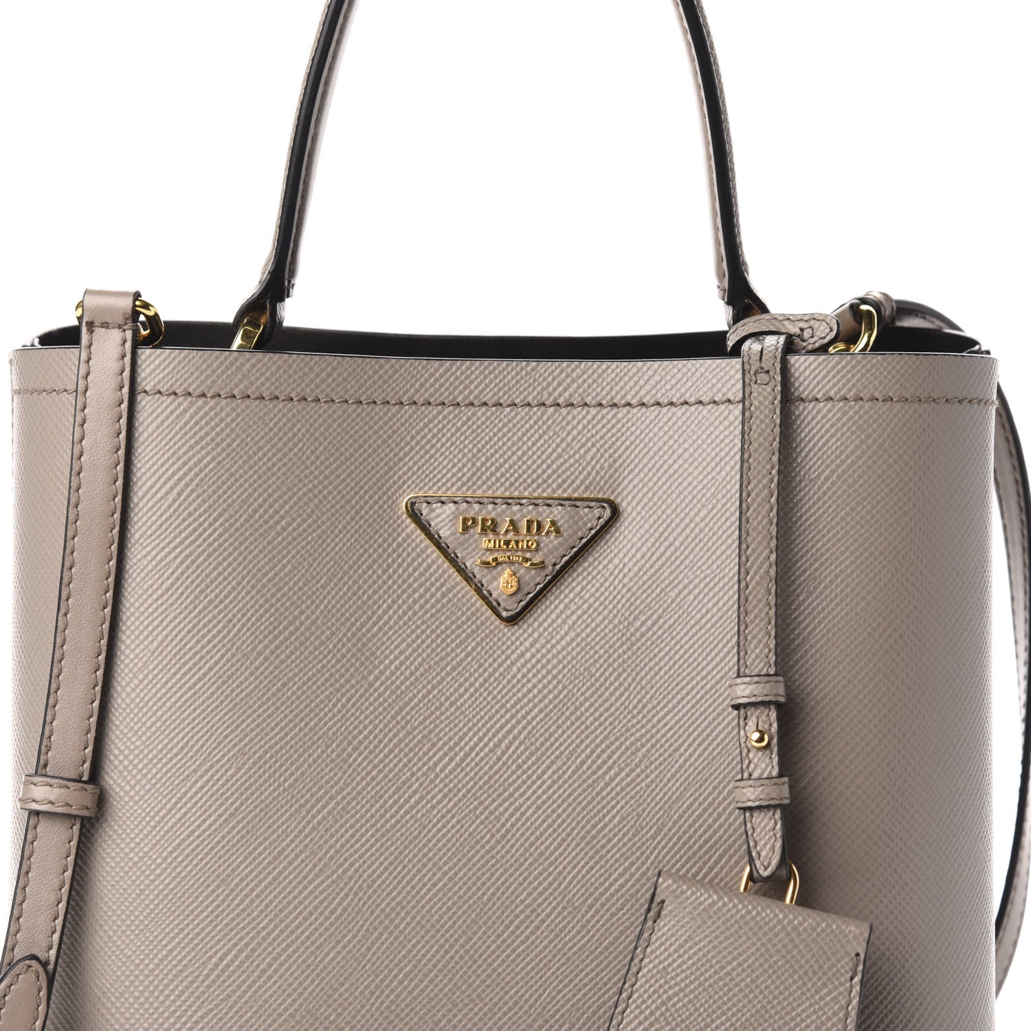 Prada Saffiano Cuir Medium Panier Bucket Bag Argilla Black 9 of 9