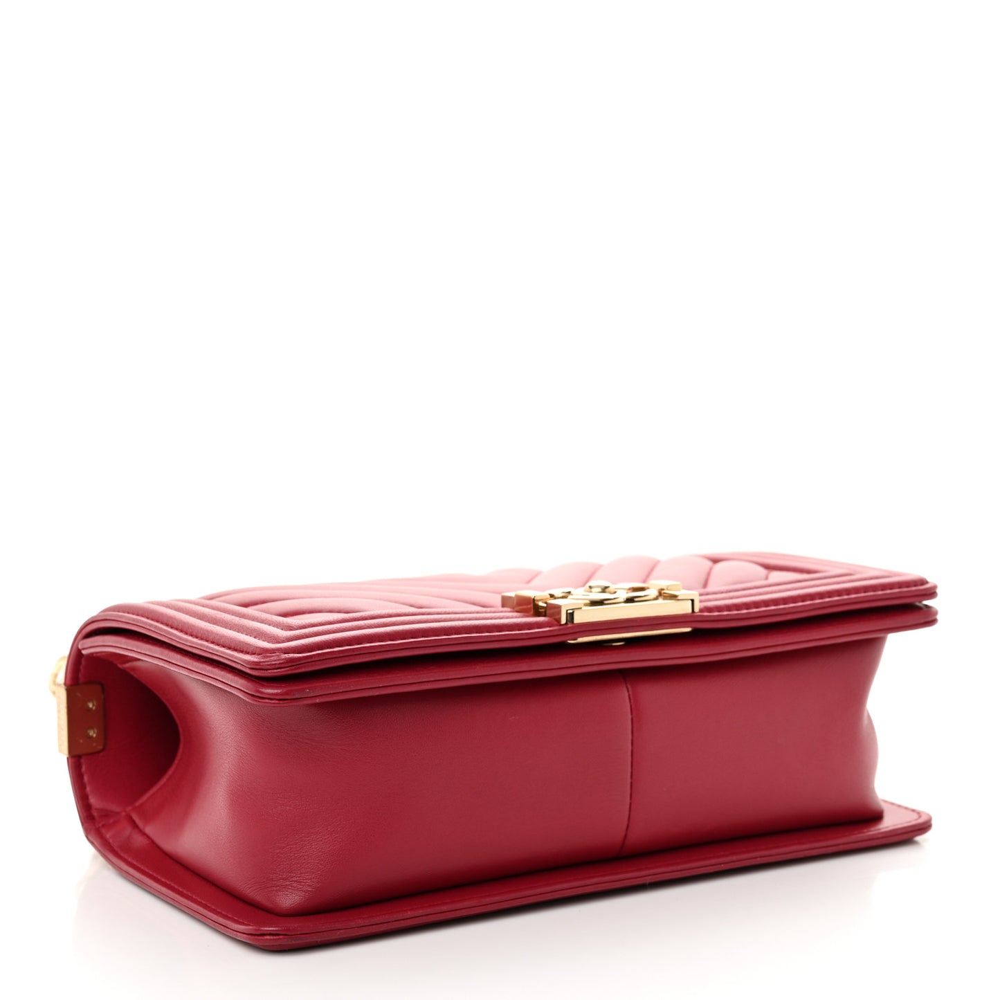 Lambskin Chevron Quilted Medium Boy Flap Dark Pink