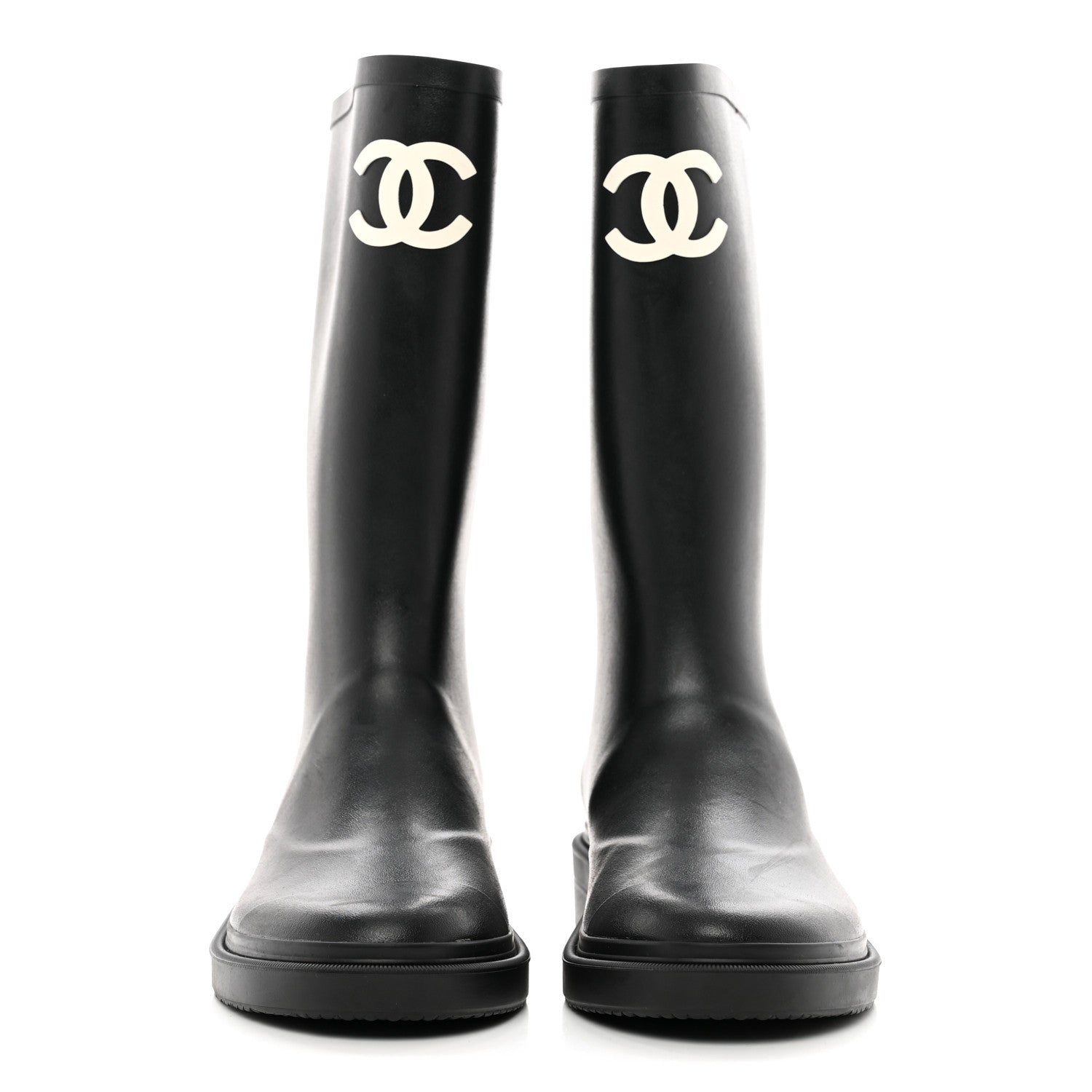 Chanel Caoutchouk CC High Boots 37 Black 2 of 8