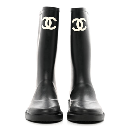 Chanel Caoutchouk CC High Boots 37 Black 2 of 8