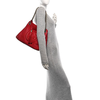 Gucci Pebbled Calfskin Medium Soho Chain Shoulder Bag Tabasco Red 2 of 12
