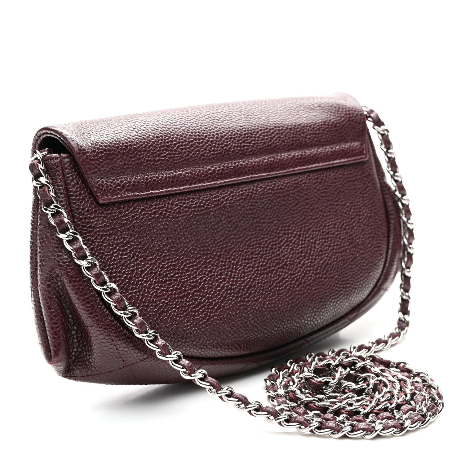 Chanel Caviar Half Moon Wallet On Chain WOC Bordeaux 3 of 12