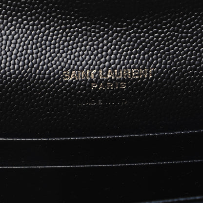 Saint Laurent Grain De Poudre Matelasse Chevron Small Monochrome Monogram Envelope Wallet Black 8 of 9