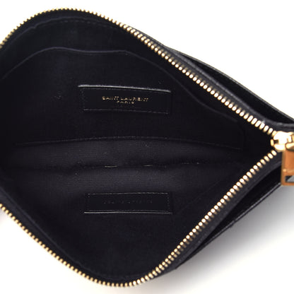 Saint Laurent Grain De Poudre Chevron Monogram Large Bill Pouch Black 5 of 7