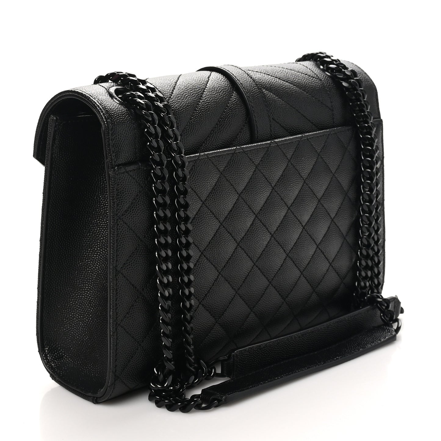 Grain De Poudre Textured Mixed Matelasse Triquilt Medium Monogram Monochrome Satchel Black