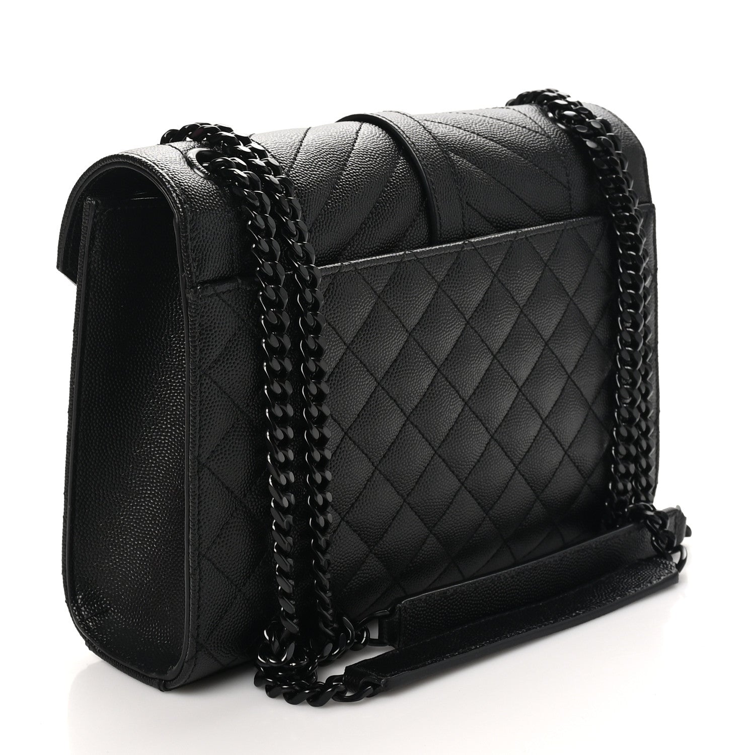Saint Laurent Grain De Poudre Textured Mixed Matelasse Triquilt Medium Monogram Monochrome Satchel Black 3 of 10
