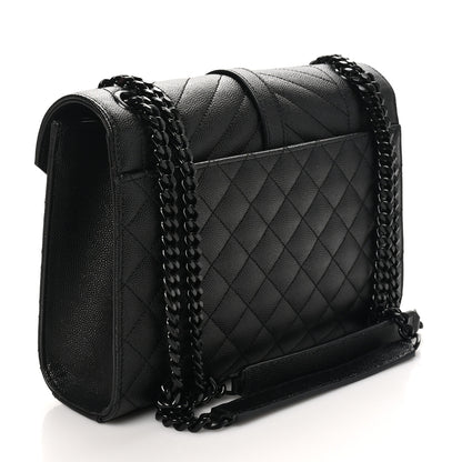 Saint Laurent Grain De Poudre Textured Mixed Matelasse Triquilt Medium Monogram Monochrome Satchel Black 3 of 10