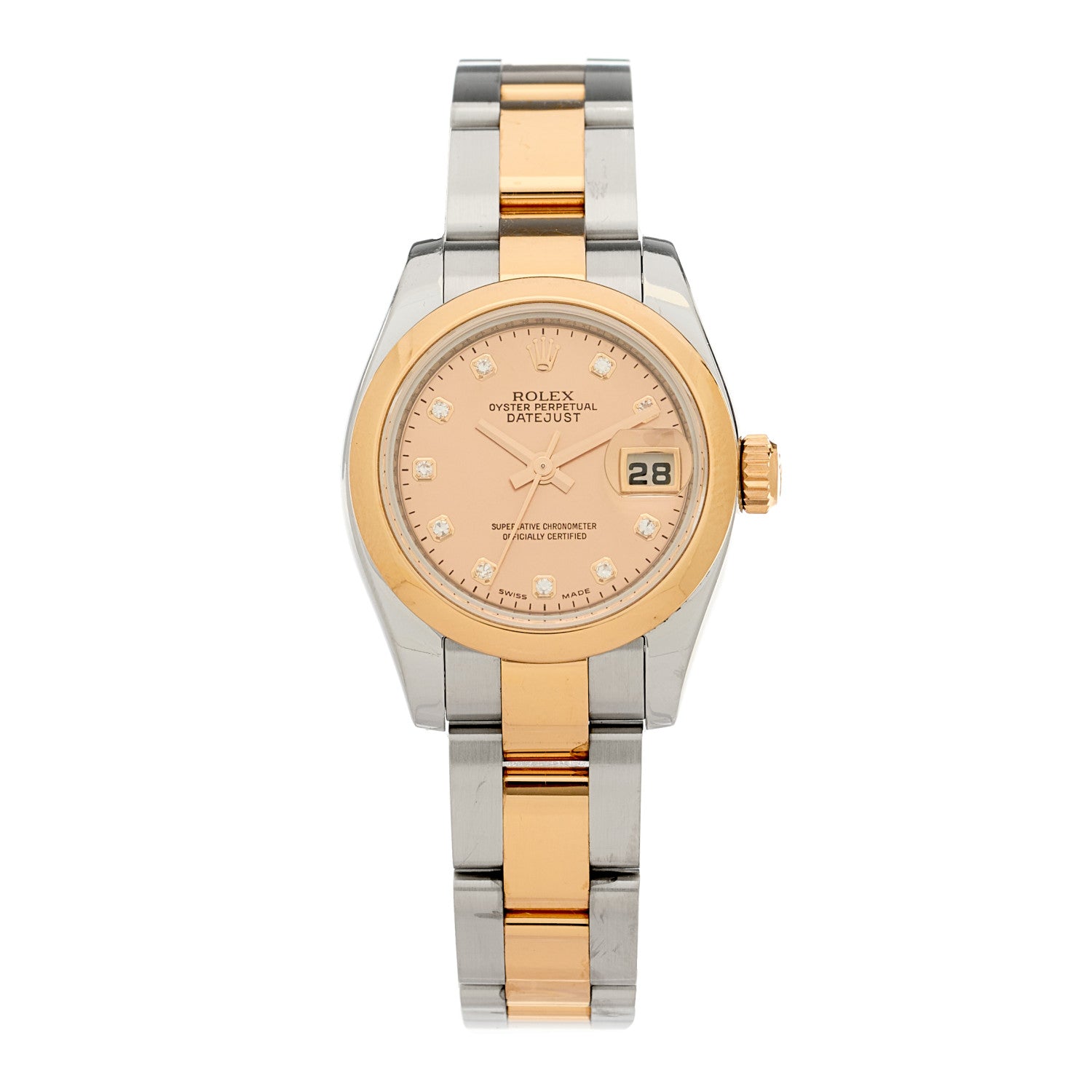 Rolex Stainless Steel 18K Everose Gold Diamond 26mm Oyster Perpetual Datejust Watch Champagne 179161 1 of 4